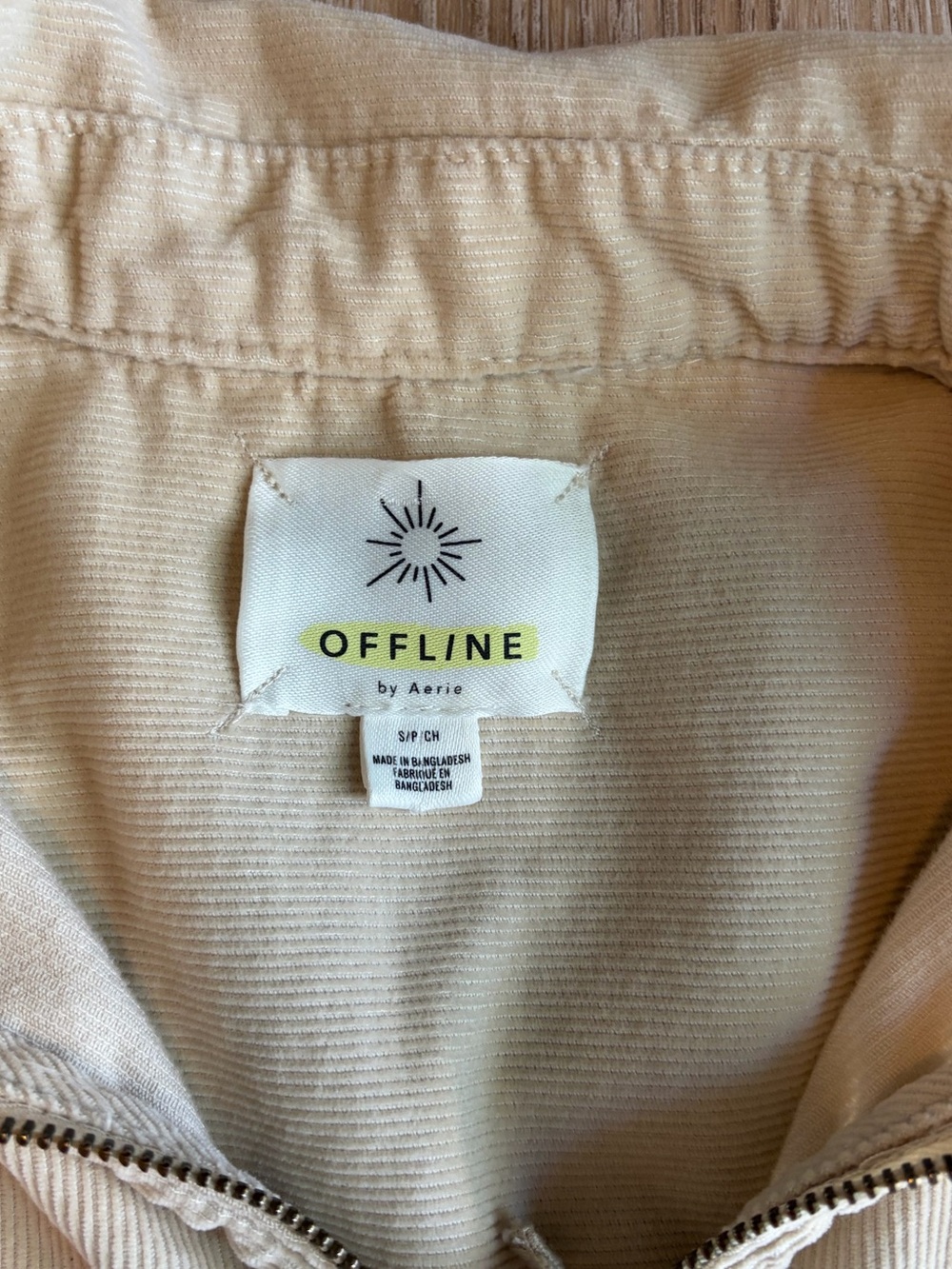 Aerie Lightweight 100% Cotton Corduroy Half-Zip Shirt Jacket - Beige - Picture 3 of 10